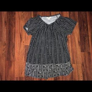 Style & Co Black and White Aztec Design Blouse